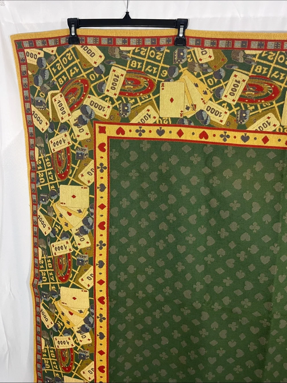 Vintage Playing Card Tablecloth 59x59” Brocade Jewel Tones Poker Bridge Cards